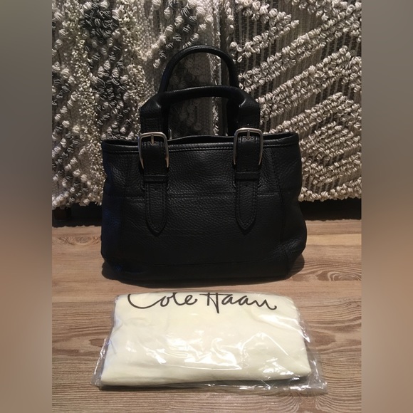 🎀 COLE HAAN Black PEBBLED LEATHER TOTE BAG (NWT) - Picture 14 of 16